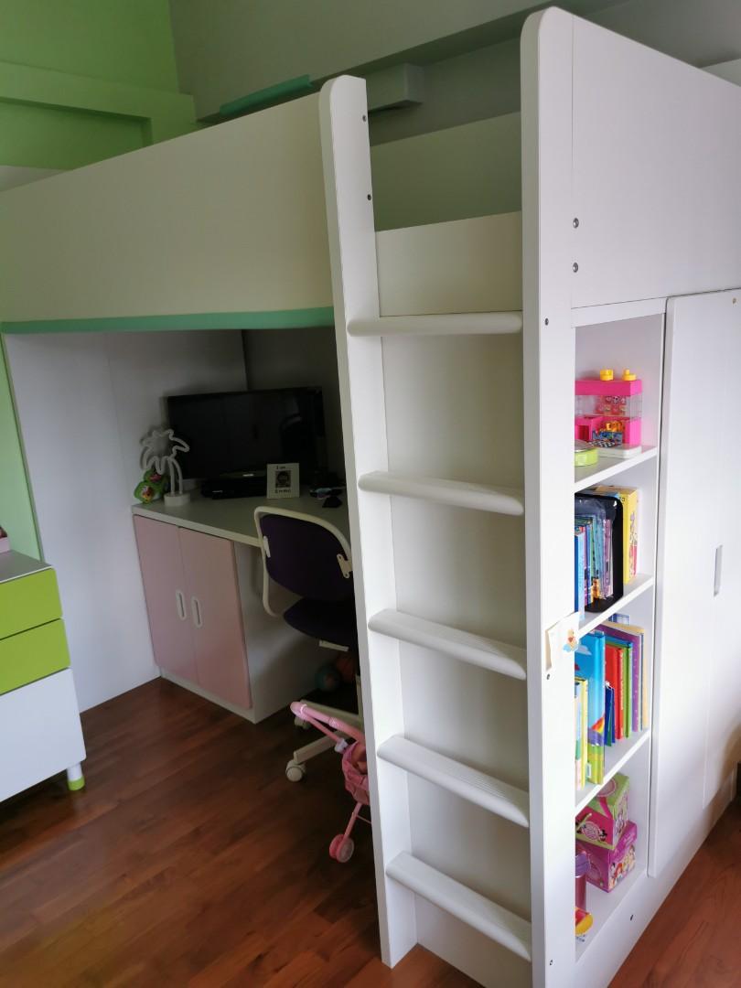 Ikea Loft Bed With Mattress Study Desk Book Self And Wardrobe