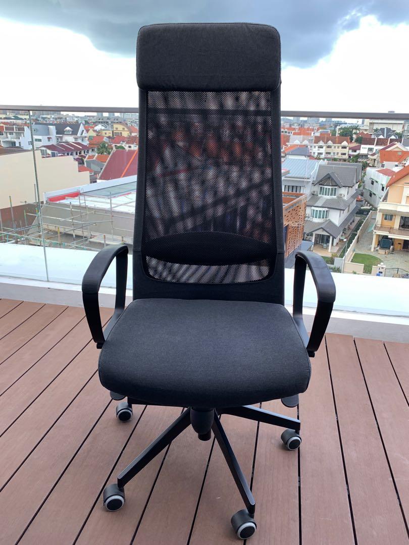 Ikea office chair Markus vissle dark grey Furniture Home Living Furniture Chairs on Carousell