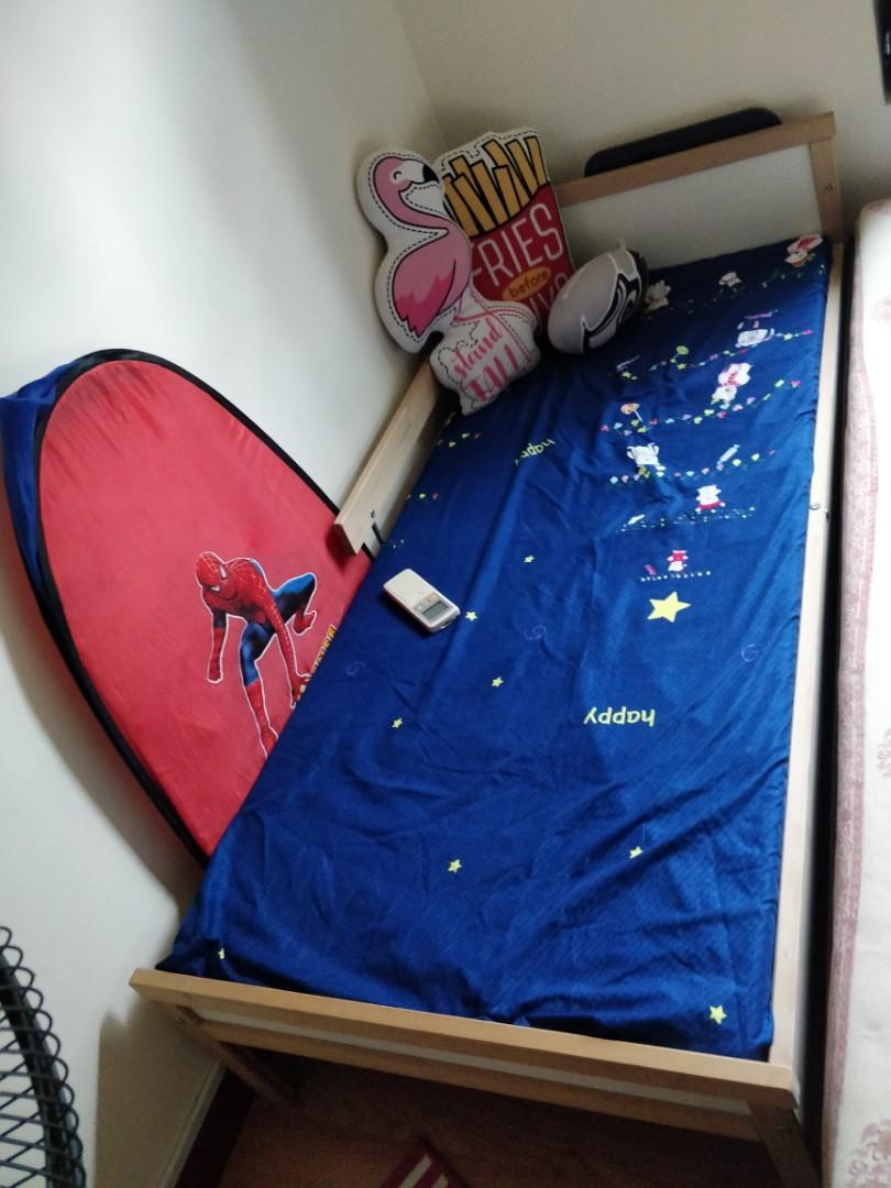 Ikea single kids bed with mattress, Furniture & Home Living, Furniture