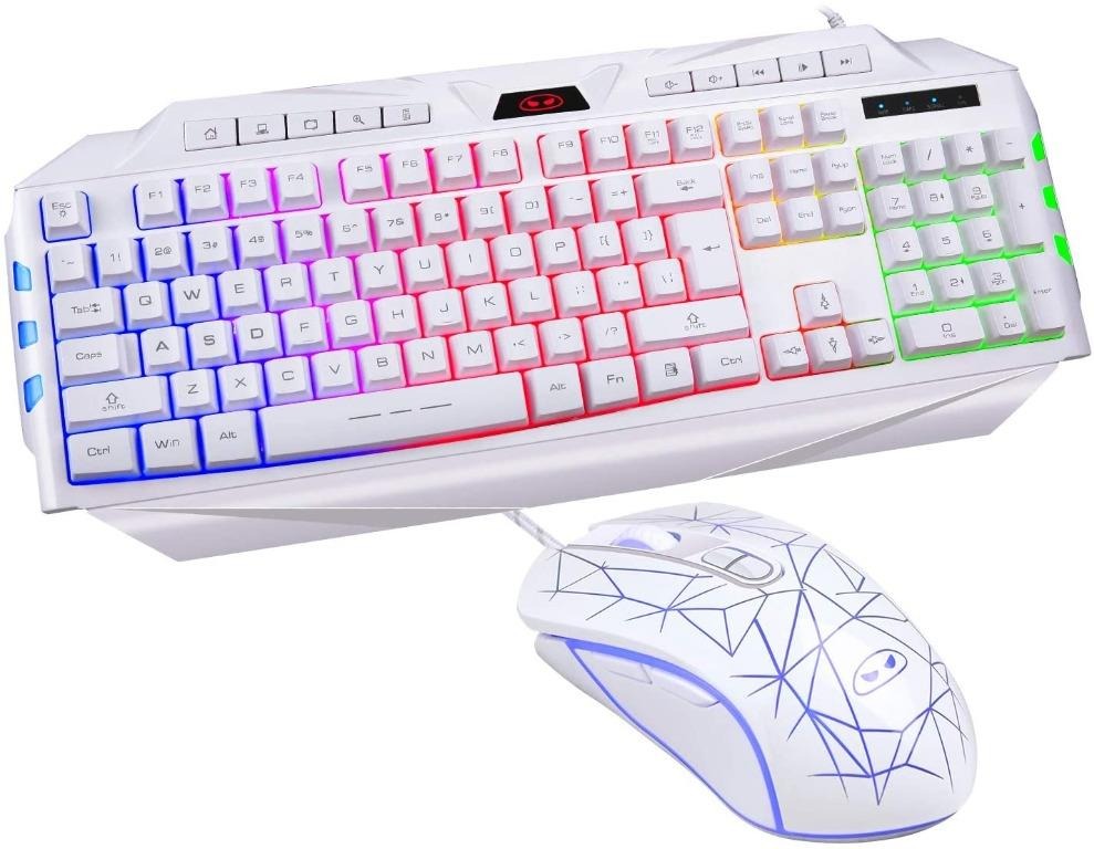 L032 White Gaming Keyboard And Mouse Combo Magegee Gk710 Wired Backlit Keyboard And White Gaming Mouse Combo Pc Keyboard And Adjustable Dpi Mouse For Pc Loptop Mac Electronics Others On Carousell