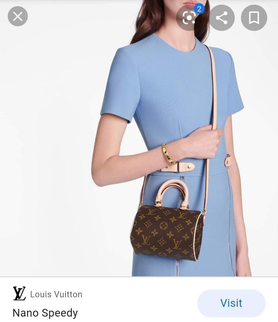 Louis Vuitton Speedy Nano Hl with Strap Bandouliere Mini Tiny 872913 Brown  Coated Canvas Shoulder Bag