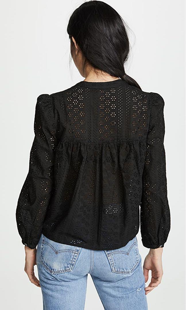 Madewell eyelet double 2025 tie peasant top