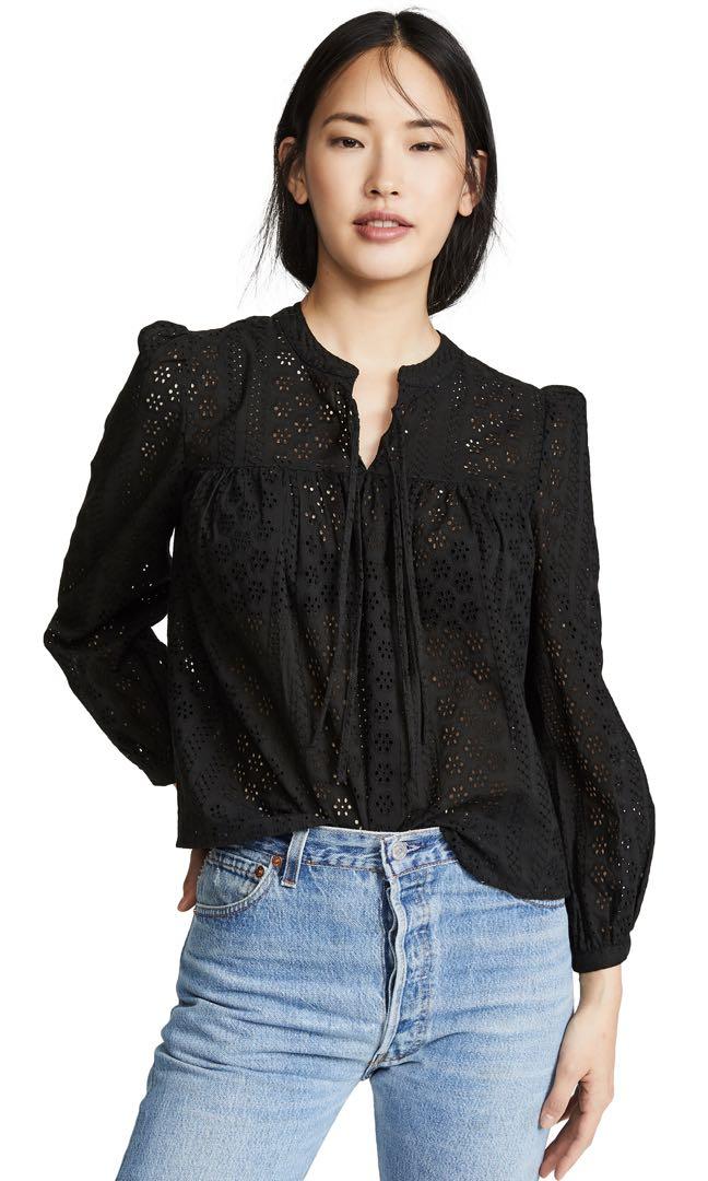 Madewell eyelet double shop tie peasant top