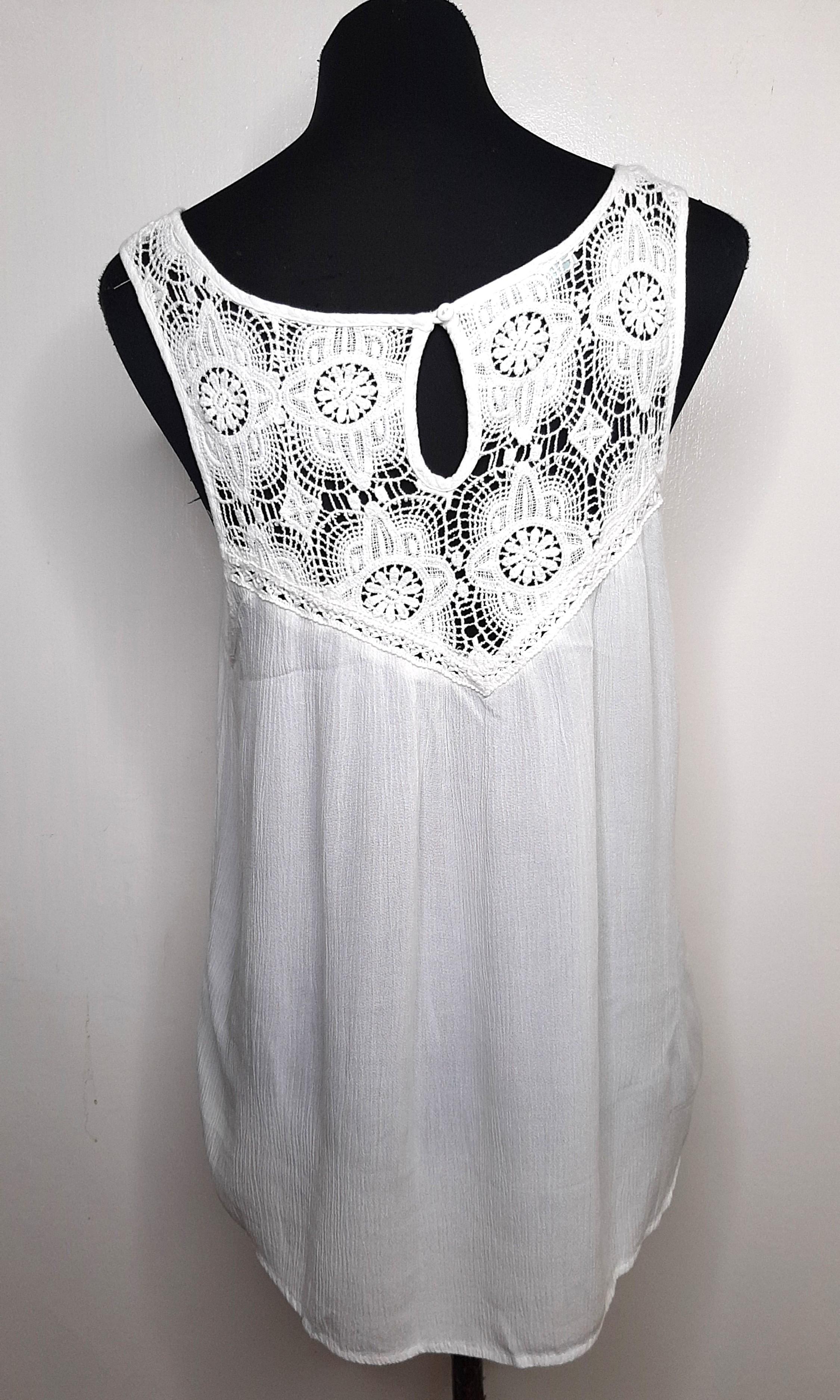 Maurices White Embroidered Sleeveless Top (Category: Sleeveless) located in Los Banos. Submitted by yannymae (Listing ID 1016867265, Image 3). Description: Very comfy and Almost new.