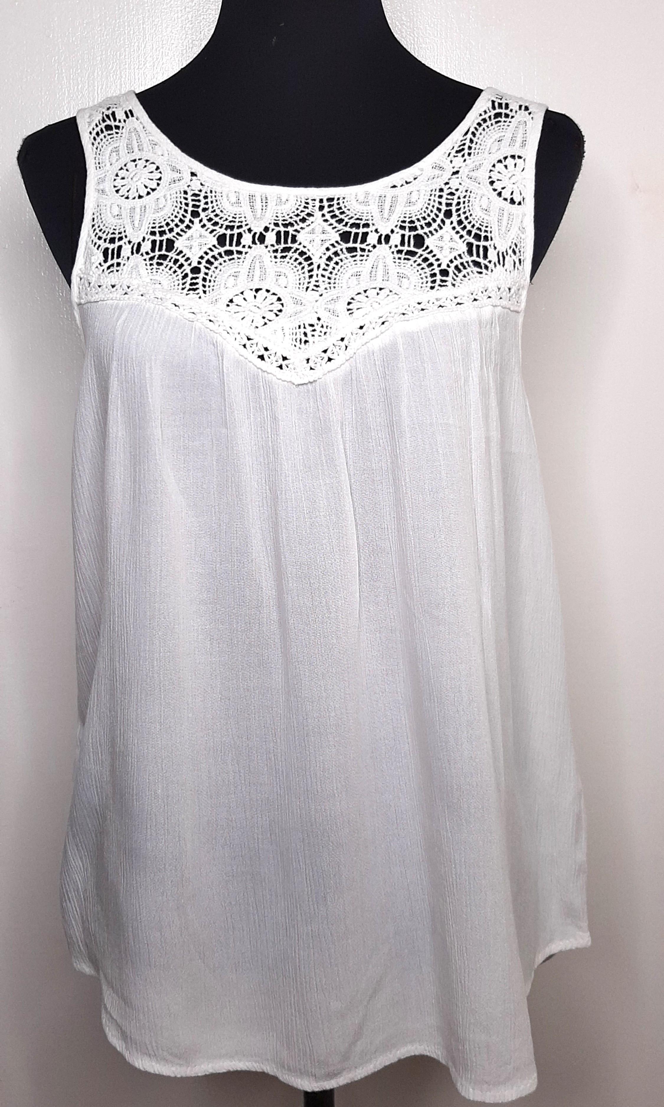 Maurices White Embroidered Sleeveless Top (Category: Sleeveless) located in Los Banos. Submitted by yannymae (Listing ID 1016867265, Image 2). Description: Very comfy and Almost new.