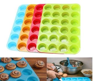 24 Cavity Pan Tray Silicone Mini Cupcake Cookie Bakeware Baking Mold Muffin  Cup