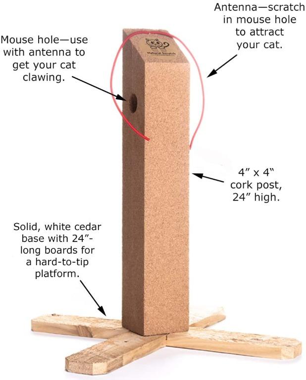 Natural Scratch Cat Scratching Scratch Post Tower Pillar 24 Cork