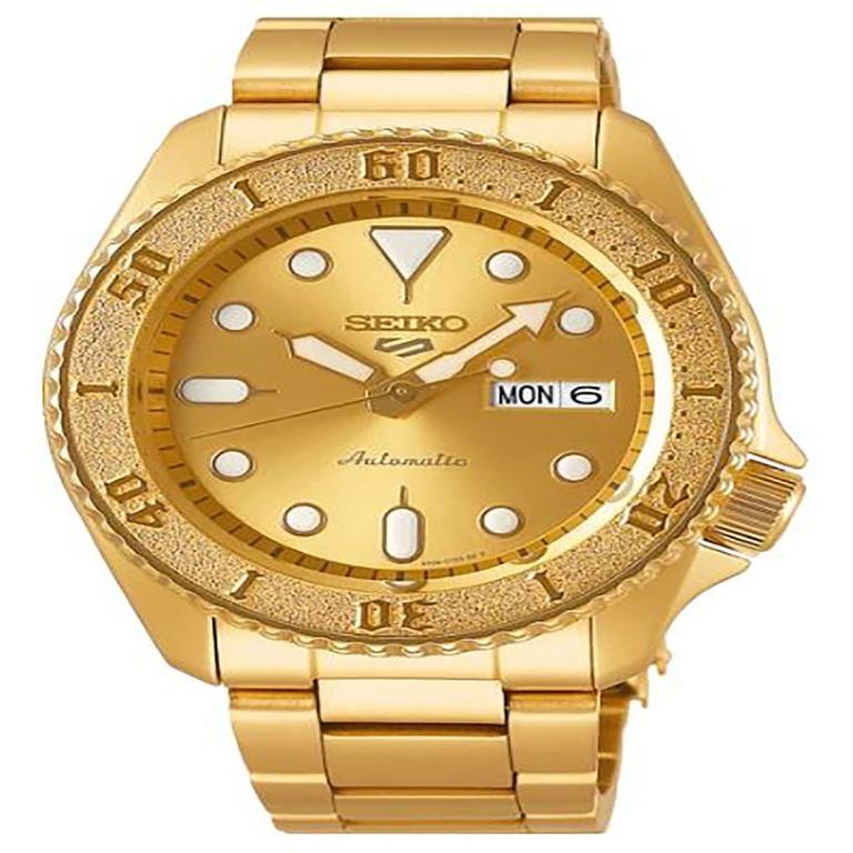 New Arrival Seiko 5 Sports Gold Dial Stainless Steel Watch SRPE74K1 ...