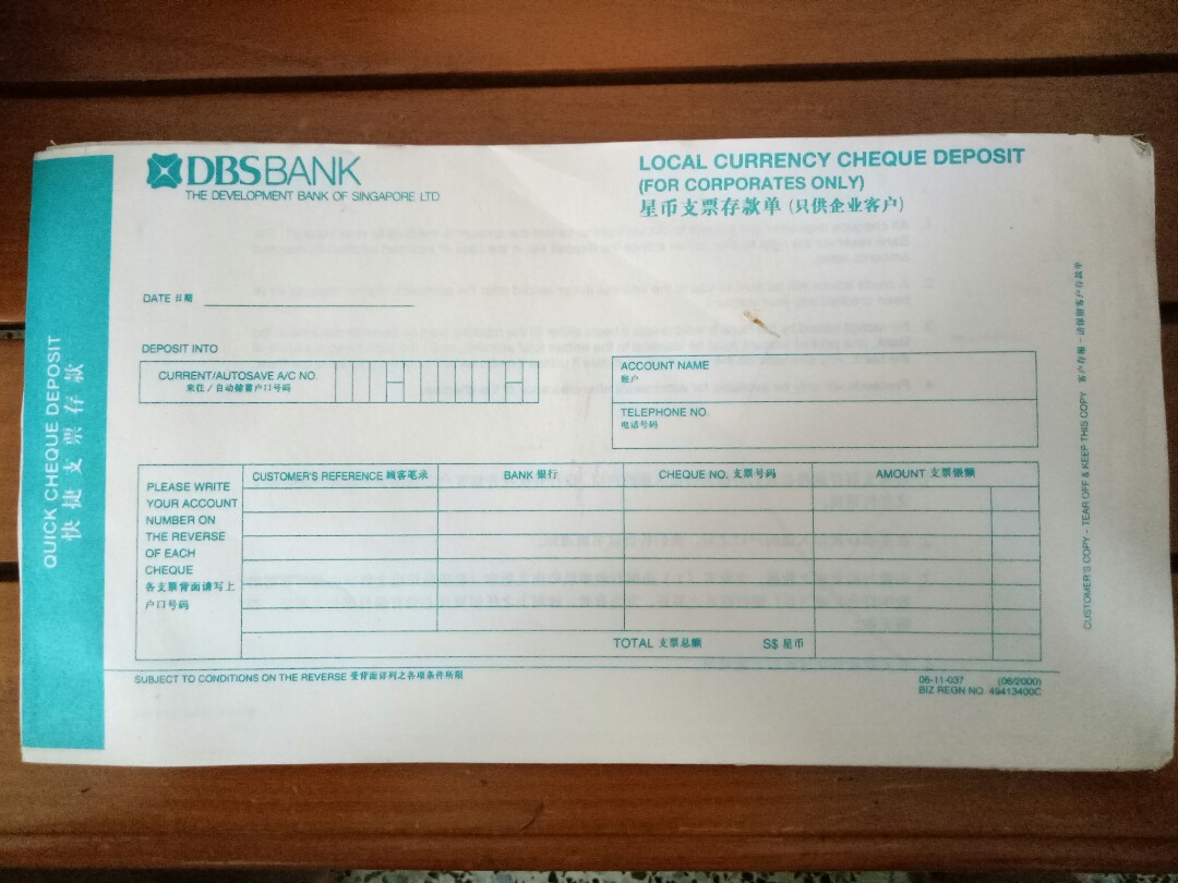 dbs usd cash deposit charges
