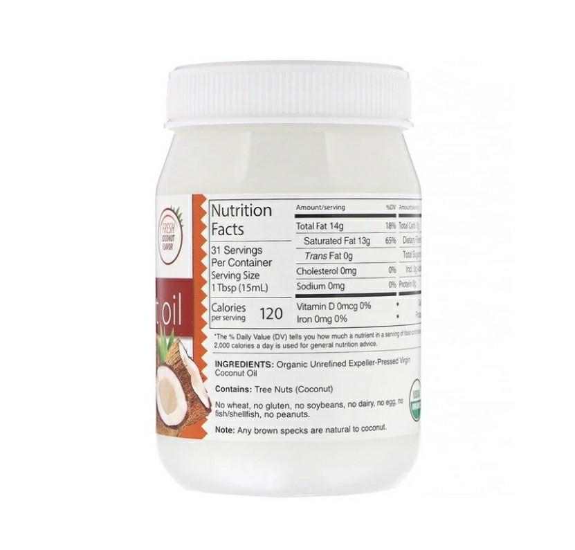 Organic Virgin Coconut Oil, ExpellerPressed & Unrefined, 16 fl oz (473