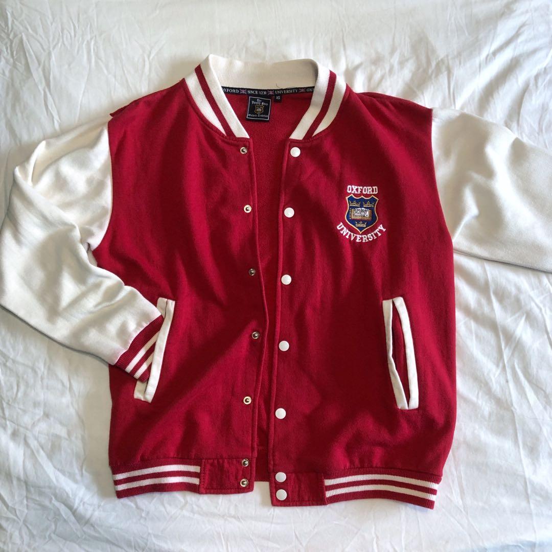 Oxford University Varsity Jacket Red/Cream, Women's Fashion, Coats