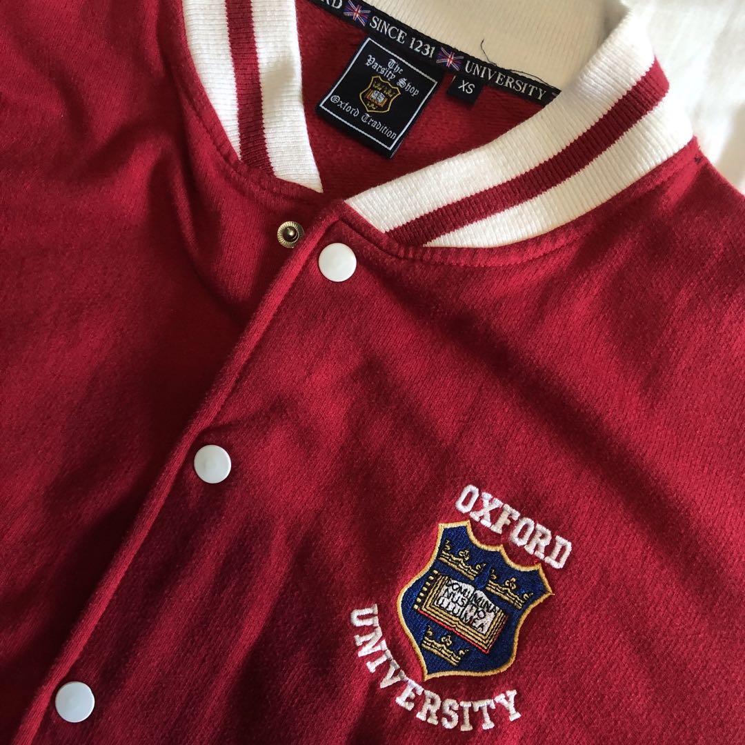 Oxford University Varsity Jacket Red/Cream, Women's Fashion, Coats
