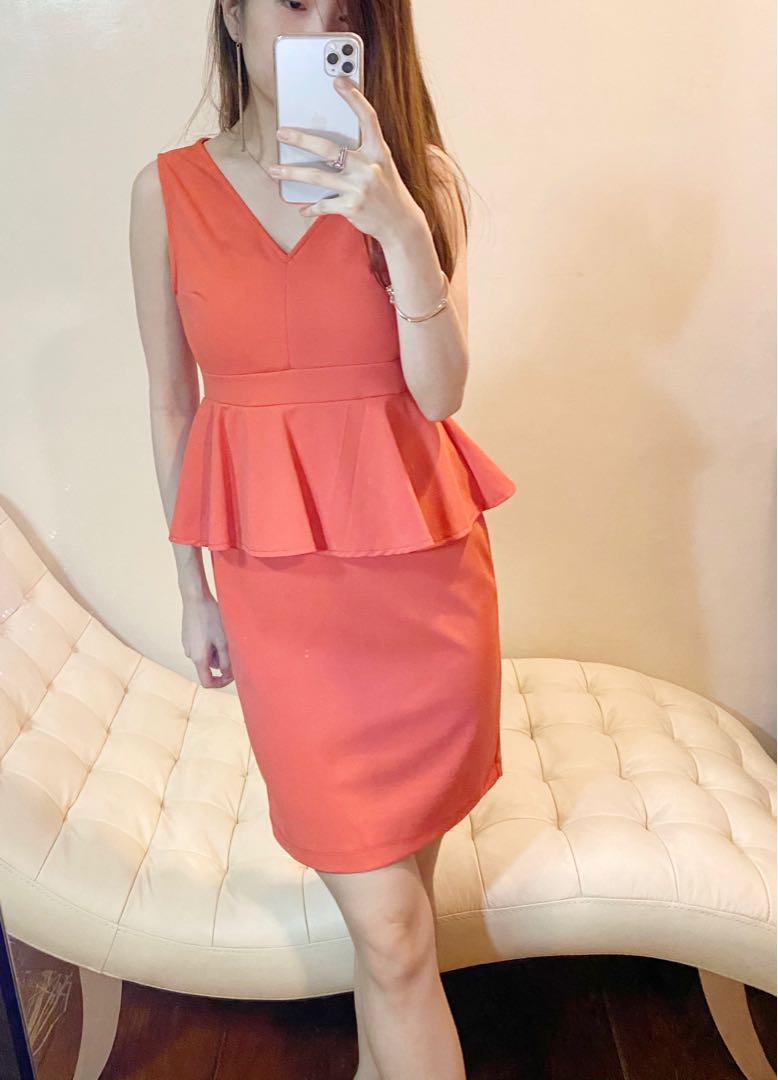 Peach Orange Dress, Women's Fashion, Dresses & Sets, Dresses on Carousell