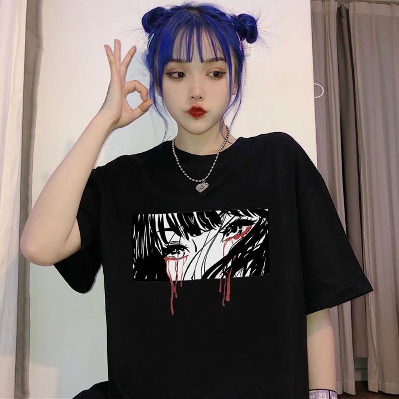 Po Anime Crying Eyes Shirt Women S Fashion Clothes Tops On