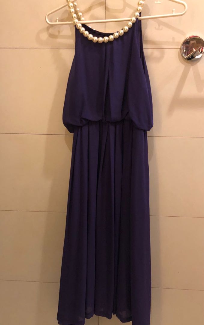 Purple Apostrophe Dress with Pearls, Women's Fashion, Dresses & Sets ...
