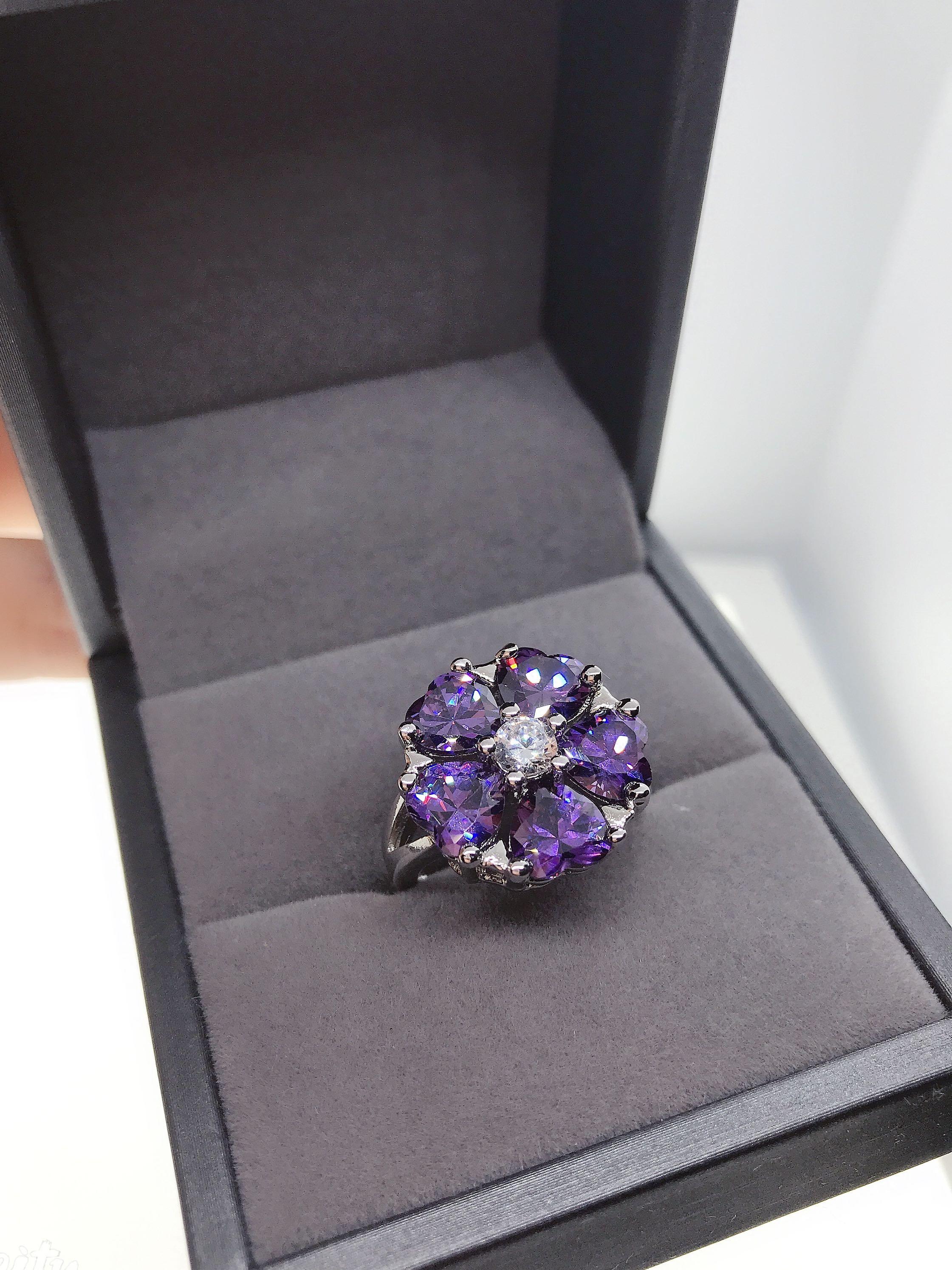 Purple flower sales diamond ring