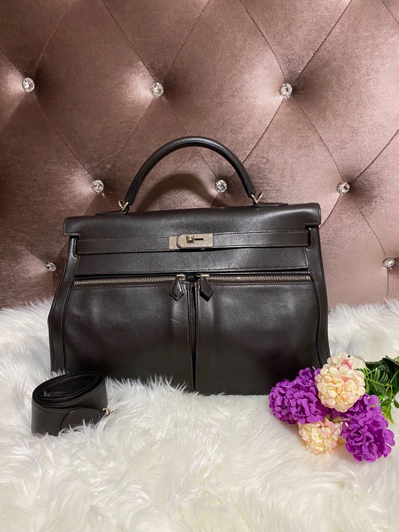 Hermes Kelly 40 Epsom chocolate GHW Stamp Square O