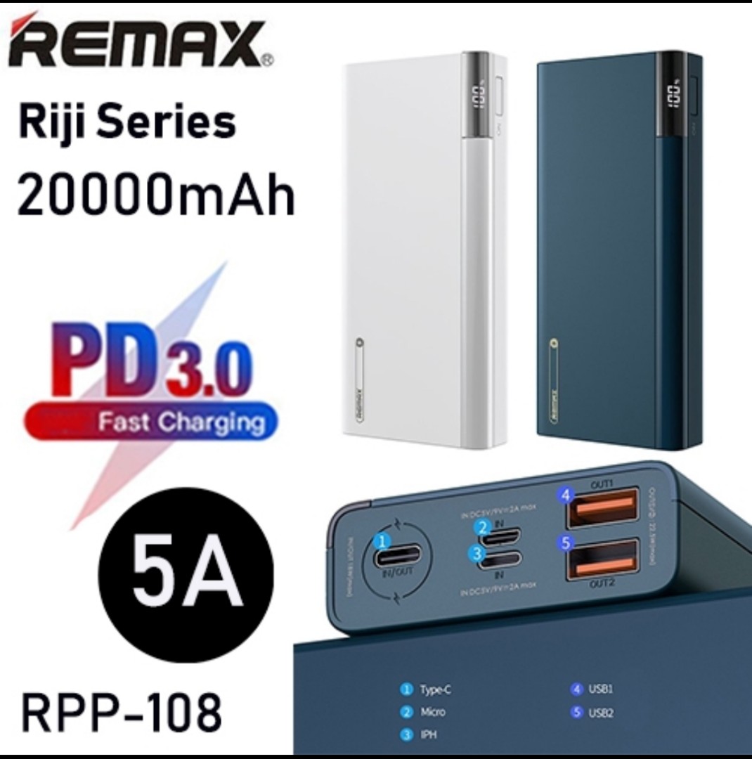 Remax RPP-108 5A 20000mAh Power Bank Super Fast Charge, Mobile Phones ...