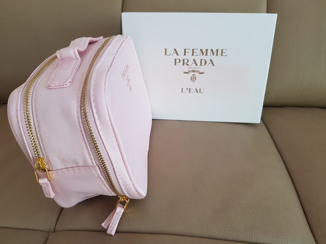 Satin Light Pink Prada La Femme Cosmetic Case, Women's Fashion, Bags &  Wallets, Purses & Pouches on Carousell