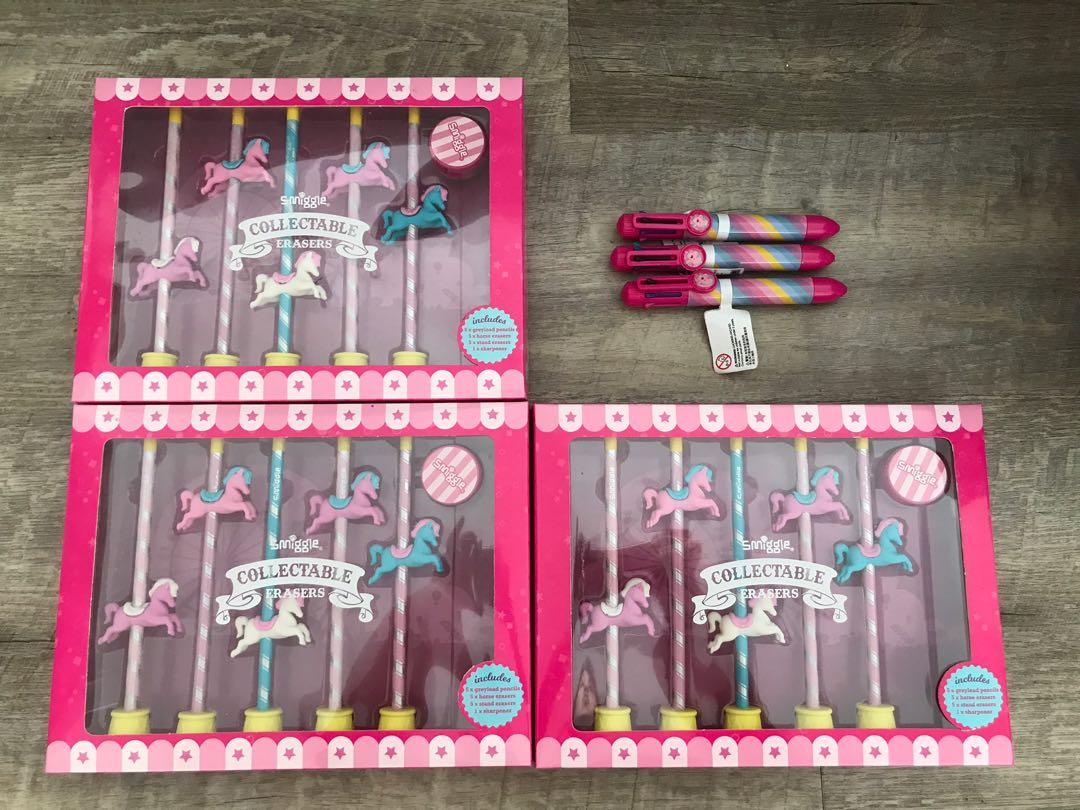 Smiggle Unicorn Collectables Erasers pencil & eraser set x3 and