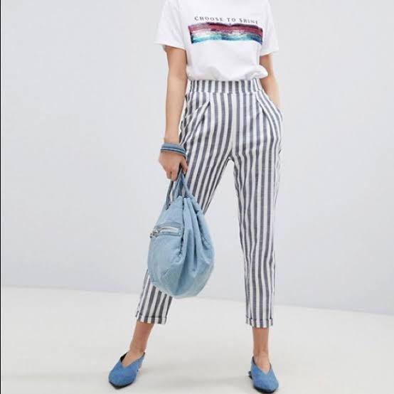 stradivarius striped trousers