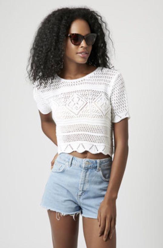 Topshop white sales crochet top
