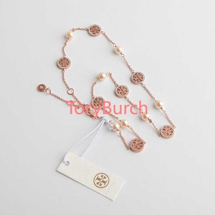 Tory Burch Crystal Pearl Logo Necklace, Women's Fashion, Dresses & Sets,  Jumpsuits on Carousell