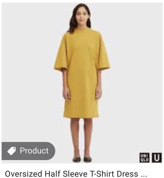 Uniqlo U Oversized Half Sleeve T Shirt Dress Women s Fashion