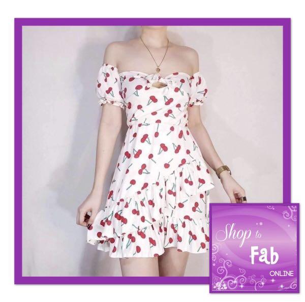 Off the sale shoulder cherry dress