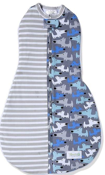 Woombie Grow With Me 5 Stages Doggies and Stripes Baby Swaddle Babies Kids Bathing Changing Diapers Baby Wipes on Carousell