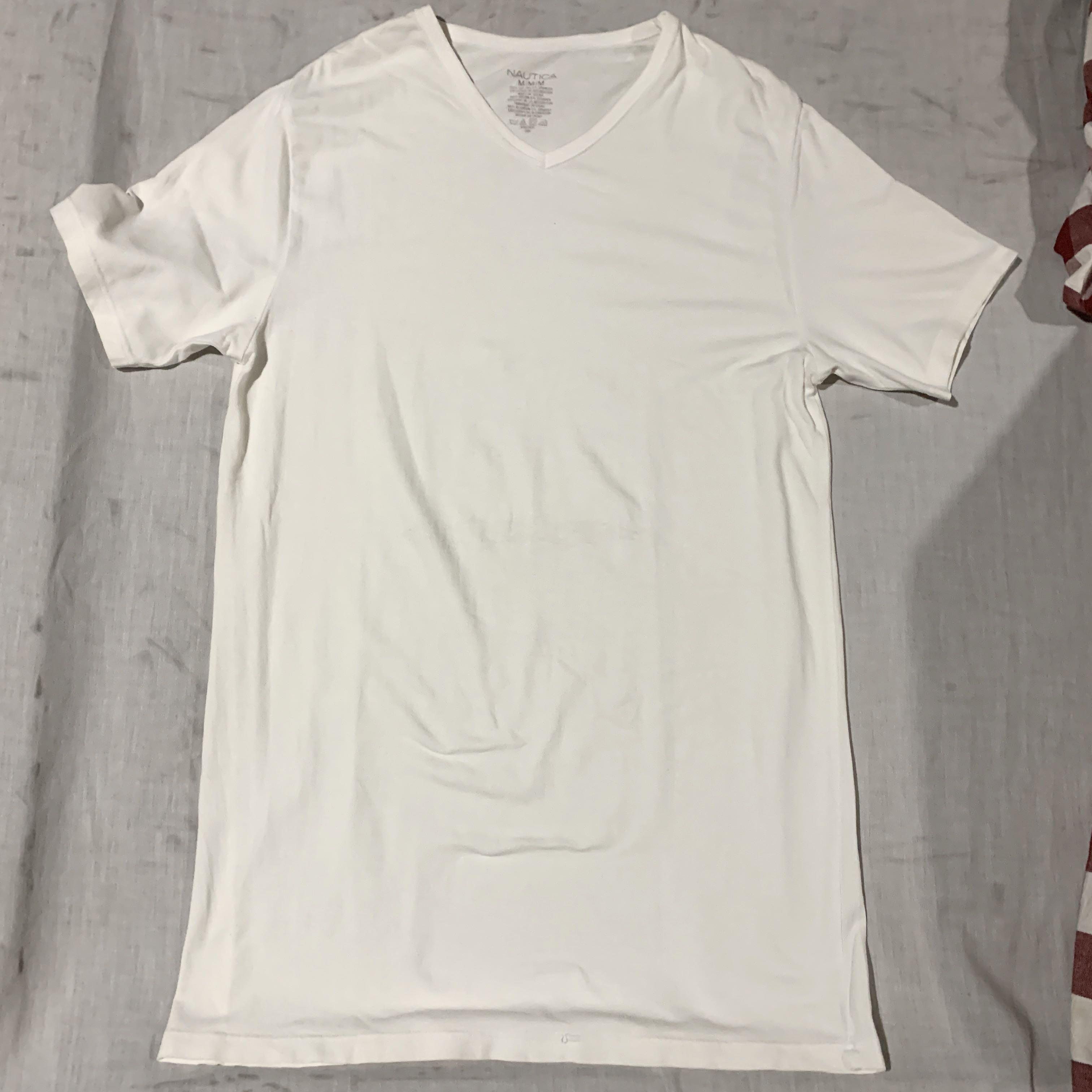 2 Nautica White V Neck Undershirts, Men's Fashion, Tops & Sets, Tshirts & Polo Shirts on Carousell
