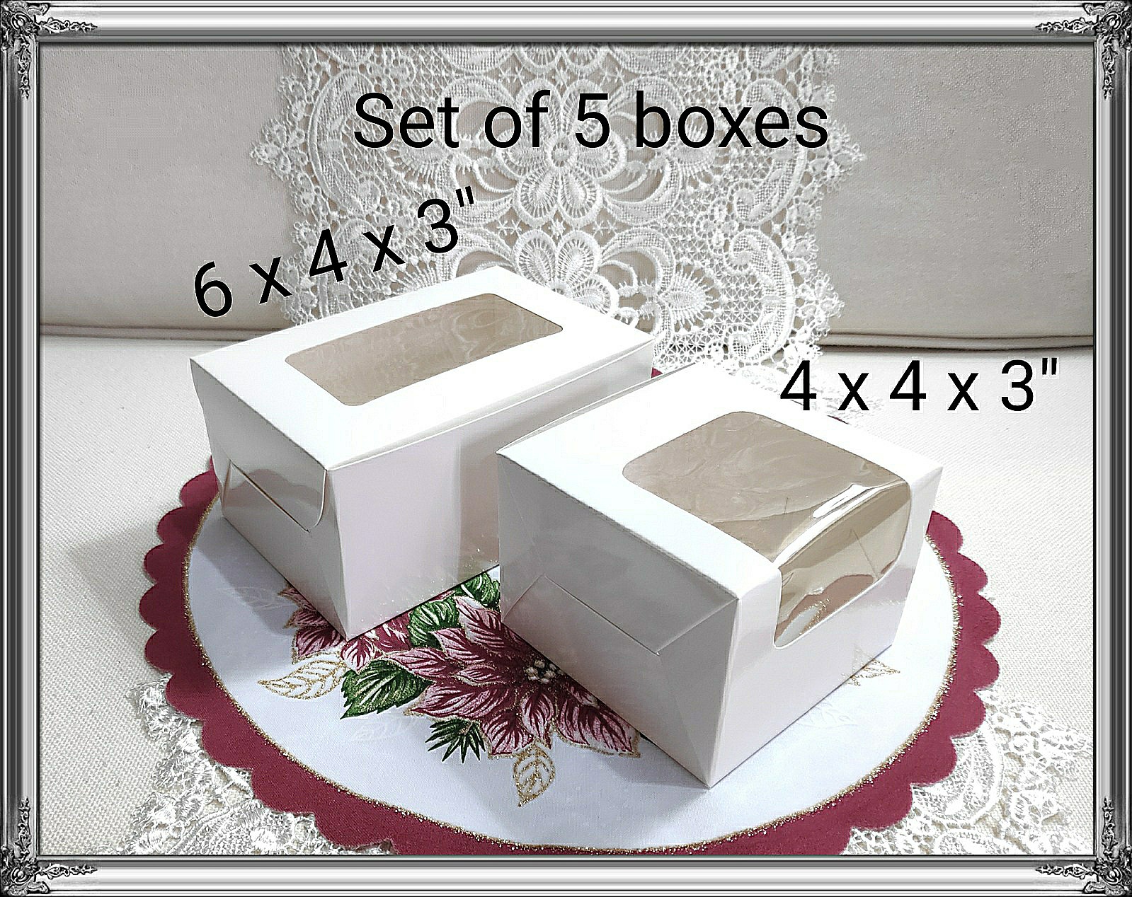 6 X 4 X 3 Cake Box With Window Cake Slices Donuts Muffin Brownies