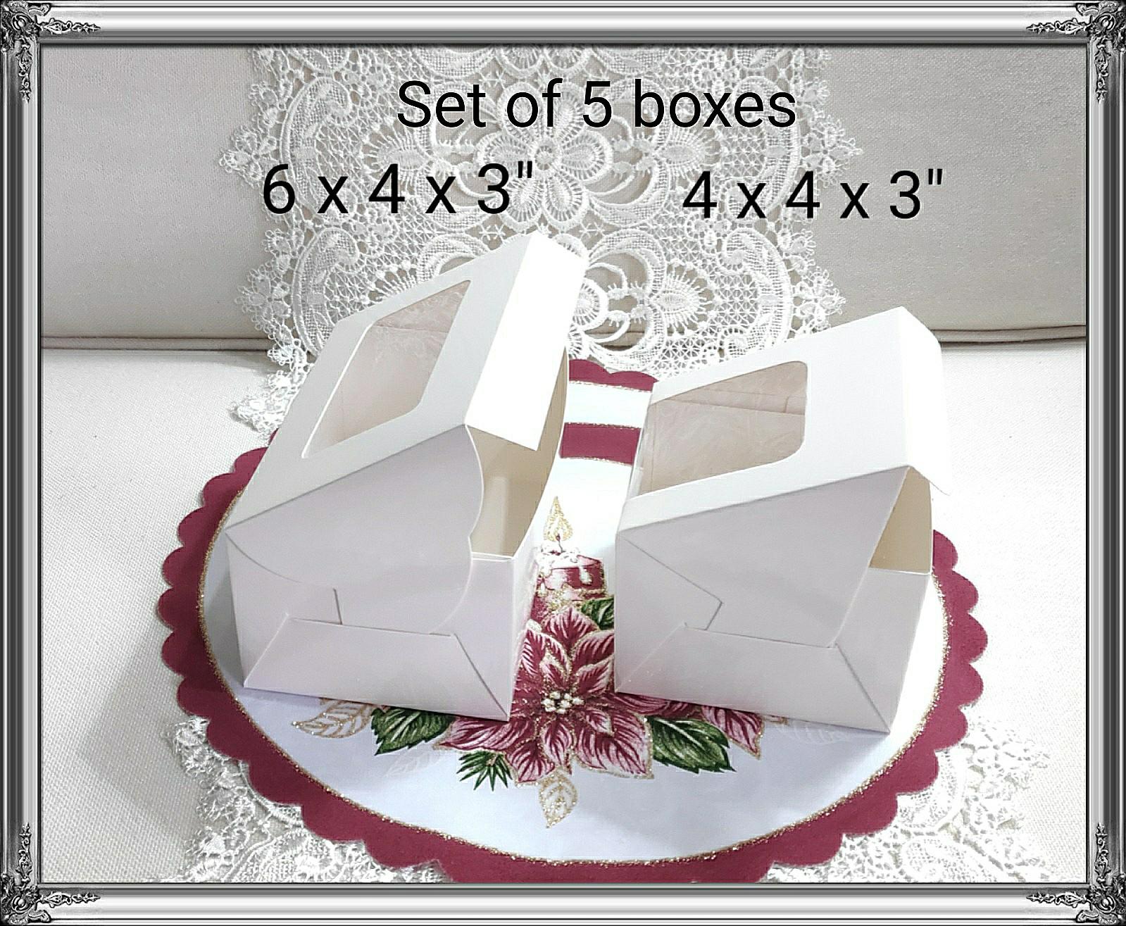 6 X 4 X 3 Cake Box With Window Cake Slices Donuts Muffin Brownies