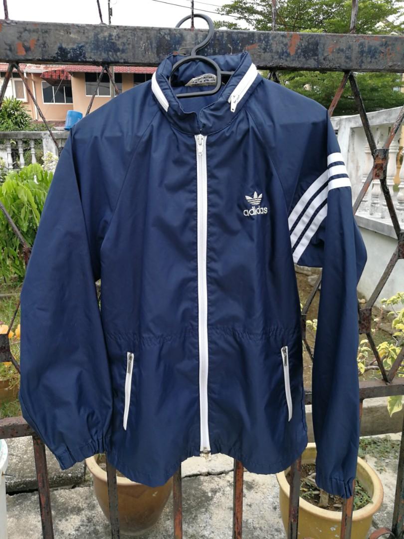 Adidas Vintage Windbreaker Jacket Navy blue vtg Men s Fashion