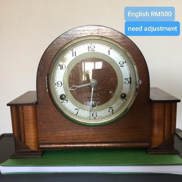 Antique English Mantel Clock 3 keyholes, Furniture & Home Living