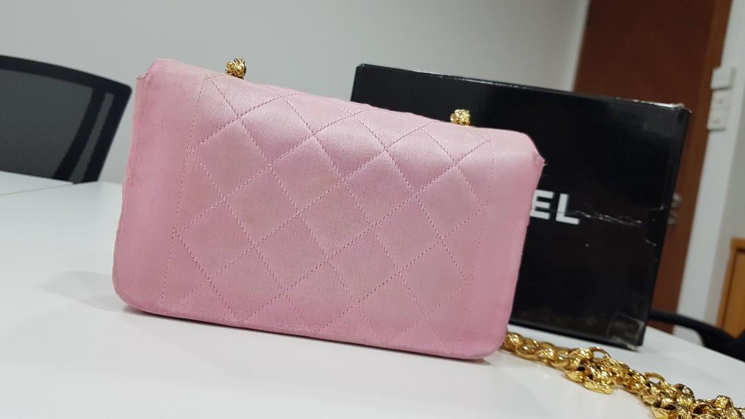 Authentic Chanel pink satin Diana bag!, Luxury, Bags & Wallets on
