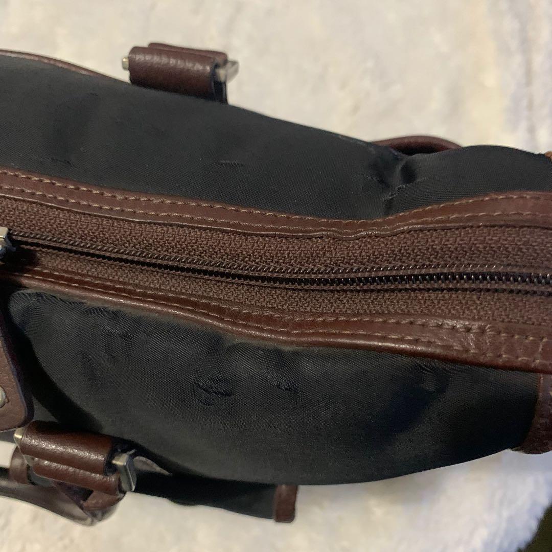 Bean Pole Messenger Bag Black Nylon Leather T7 Crossbody