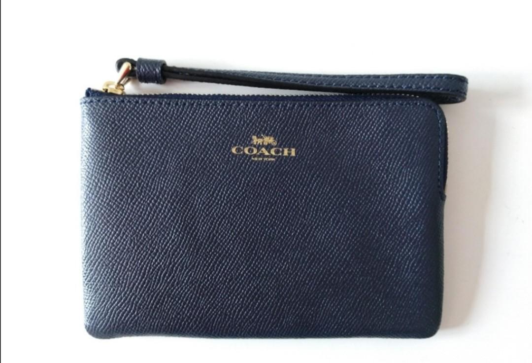 navy blue coach wallet