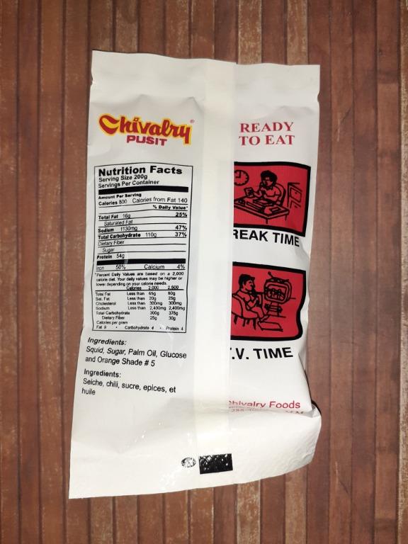 Chivalry Pusit 10's (Category: Local Eats) located in Manila. Submitted by tzx_shop (Listing ID 1017022383, Image 3). Description: IMPORTANT: READY TO SHIP Item Name: Chivalry Pusit 10's Item Condition: Brand New, guaranteed authentic & original Shop: Unit U-07 UPPER Level 3/F Shoppesville PLUS, Greenhills San Juan Payment Methods: Shop deposit/ 7-11 / BDO/ BPI/ LBC/ Cebuana Lhuillier/ Palawan (Pawnshop) Express/ GCash/ PayMaya / Grab Pay / PayPa