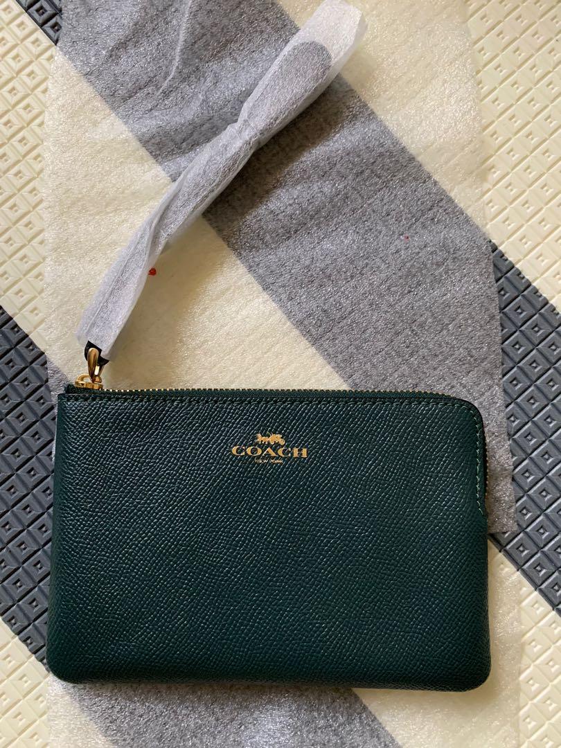 dark green coach purse