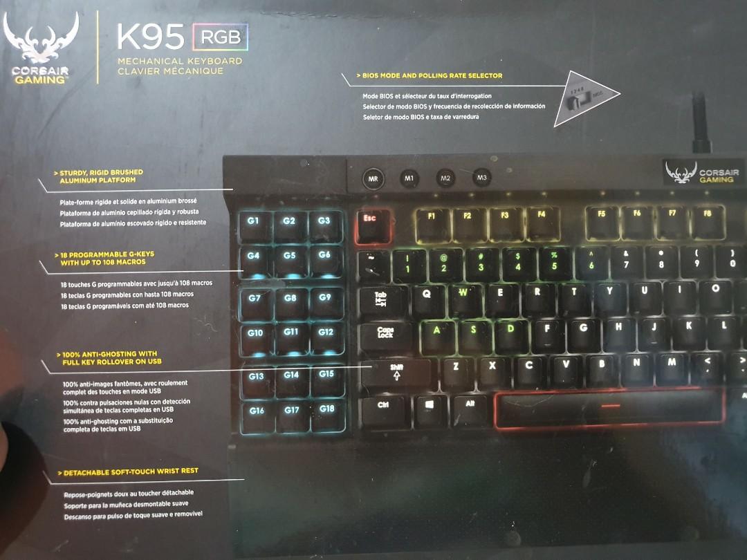 Corsair K95 RGB (18 Macro keys & Cherry mx RED), Computers & Tech, Parts & Accessories, Computer