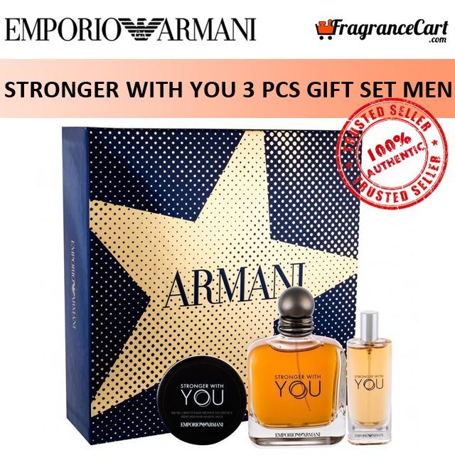 Emporio Armani Stronger With You 3 Pcs Gift Set For Men 100ml Edt 15ml Travel Spray 50ml Hair Balm Giftset Collection Brand New 100 Authentic Perfume Fragrance Health Beauty Perfumes