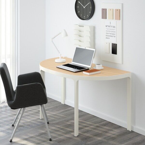 Ikea Bekant Half Circle Desk Table In White Oak Furniture Home Living Tables Sets On Carou Ikea Bekant Half Circle Desk Table In, Half Circle Table Ikea