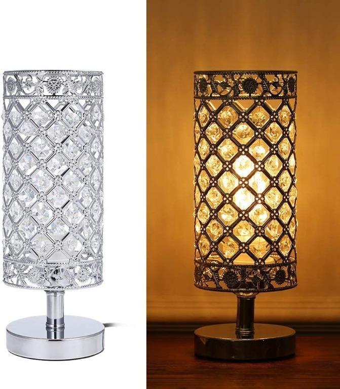 M041 Tomshine Crystal Table Lamps Silver Bedside Nightstand Lamp Desk Lamp For Living Room Bedroom Decorative Dining Room Kitchen Table Lamps With 1x E27 And E22 Light Bulb Electronics Others On Carousell