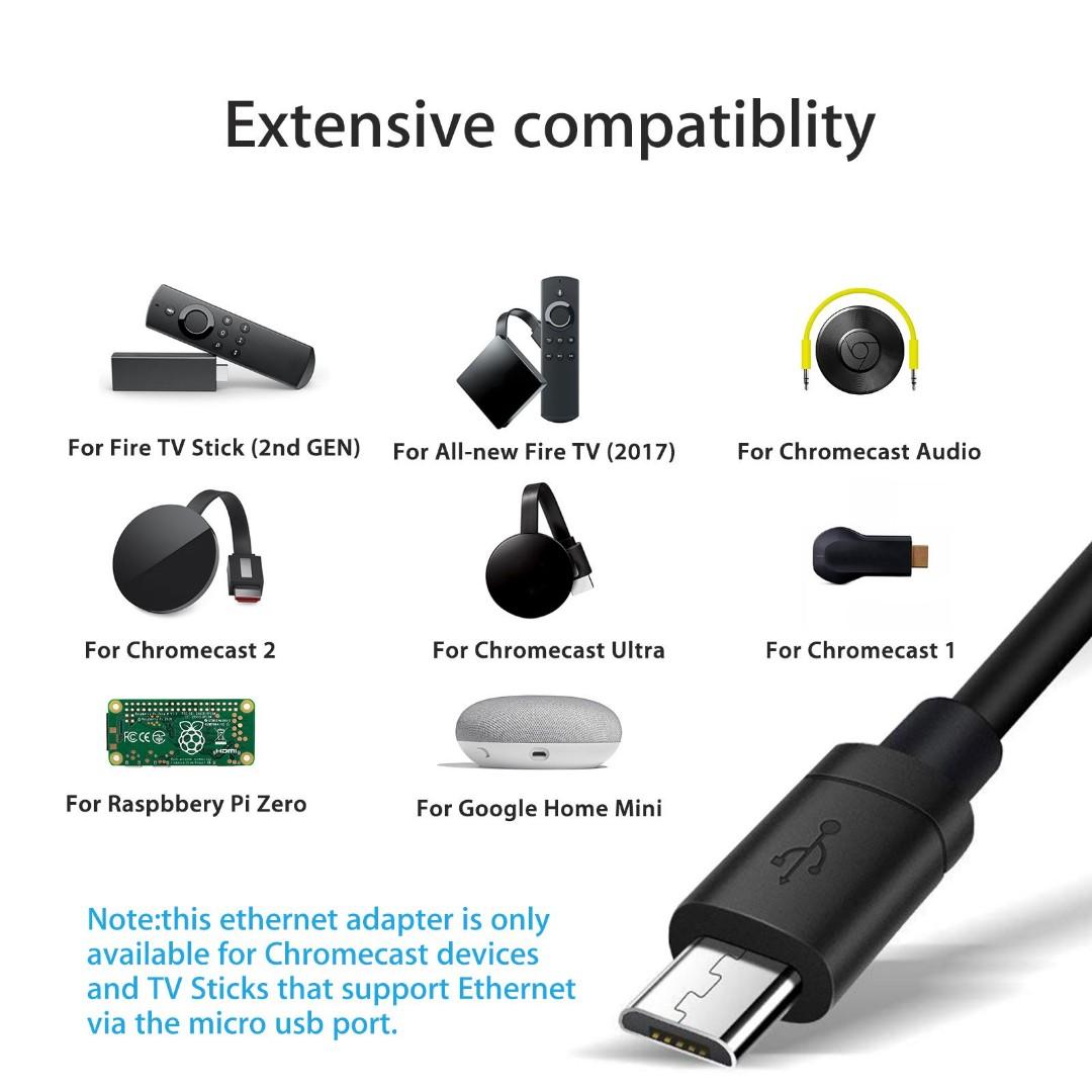(M1838) Ethernet Adapter, Micro USB to RJ45 Ethernet Adapter with USB ...
