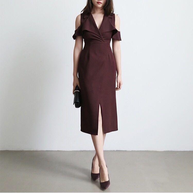 Womens Colorblock Bodycon Dress Back Slit Slim Pencil Dress for Work Casual  | eBay