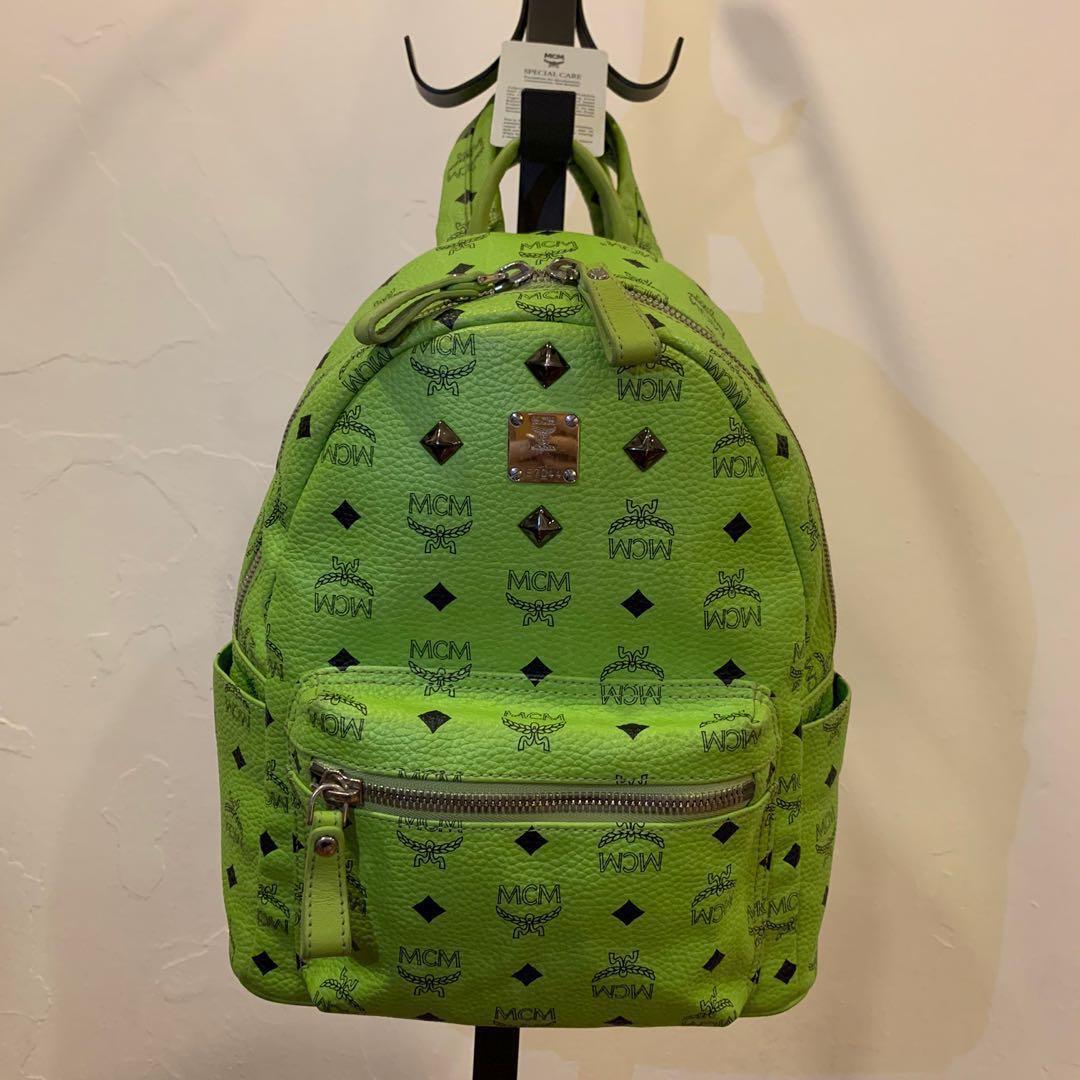 MCM Backpack (Authentic) - Lime Green, 4-Studded