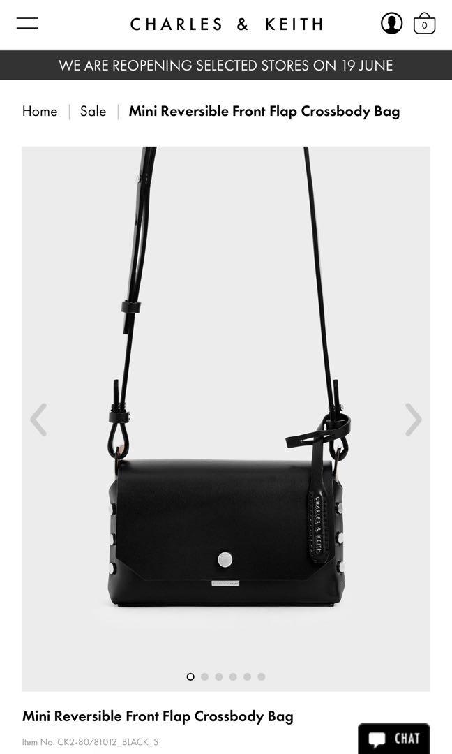 Mini reversible front store flap crossbody bag