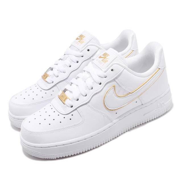 Nike Air Force 1 Gold Swoosh Outline 
