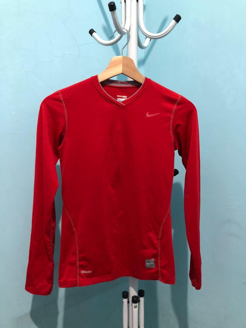 Nike Pro Fitted Long Sleeve V-neck Top 